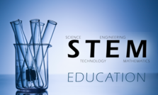 STEM graphic with glass test tubes in glass jar.