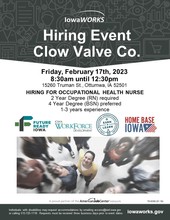 clow valve hiring event flyer
