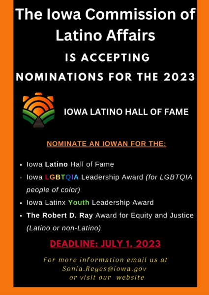 Iowa Latino Hall of Fame nominations are being accepted until July 1