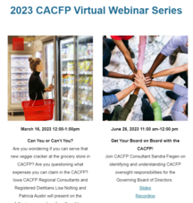 CACFP Centers Updates for 8/04/2023: State Agency Webinars, Ending of ...