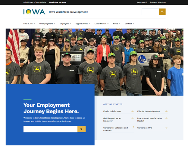 screenshot of IWD website