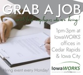 Flyer for CR and Iowa City Grab-a-Job events