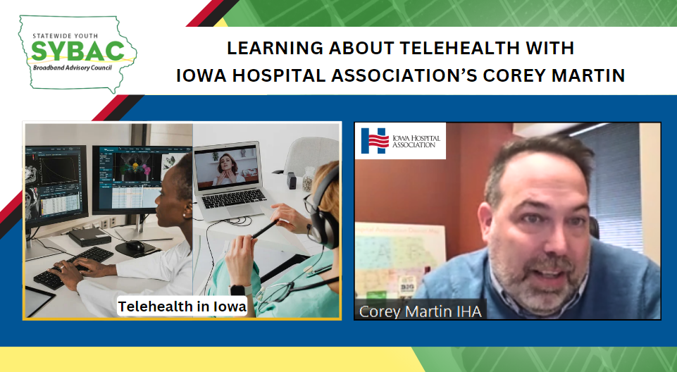 Corey Martin of Iowa Hospital Association meeting with the SYBAC students