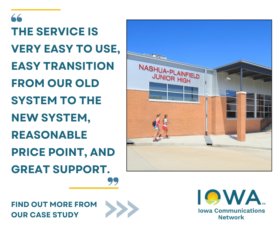 kids running in front of the Nashua-Plainfield Middle School Building