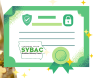 cartoon certificate with the SYBAC logo on it
