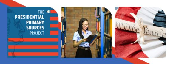 Photo Gallery with the PPSP Logo, a student reading, and a scroll with "We the People" on it.