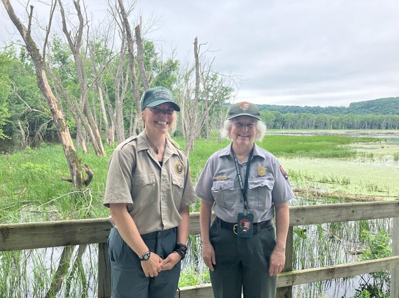 STEM Teacher Extern Dawn Colsh poses with first-time host Director Susan Snow of Effigy Mounds National Monument during their summer 2024 experience.