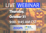 Oct 31 Webinar banner with time, place, and theme