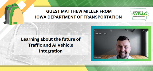 Matthew Miller from Iowa DOT speaking at the virtual SYBAC meeting