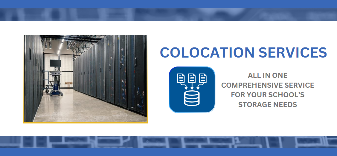 server room with a computer on a wheeled cart