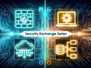 four icons representing security, IT, cloud connect, and databases, centered around "Security Exchange Series."