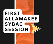 A banner in black and orange displaying the text "First Allamakee SYBAC Session."