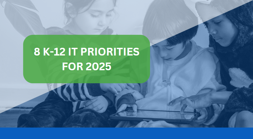 three children using a school tablet