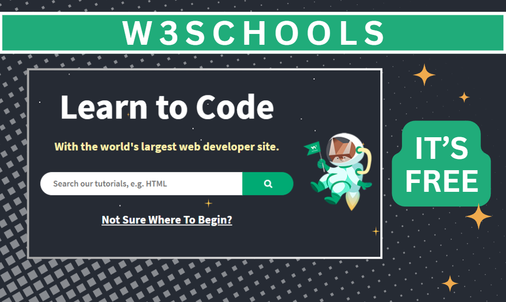 screenshot of the W3Schools front page