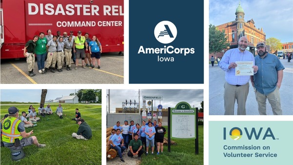 A collage of photos of people who served in disaster recovery in Greenfield