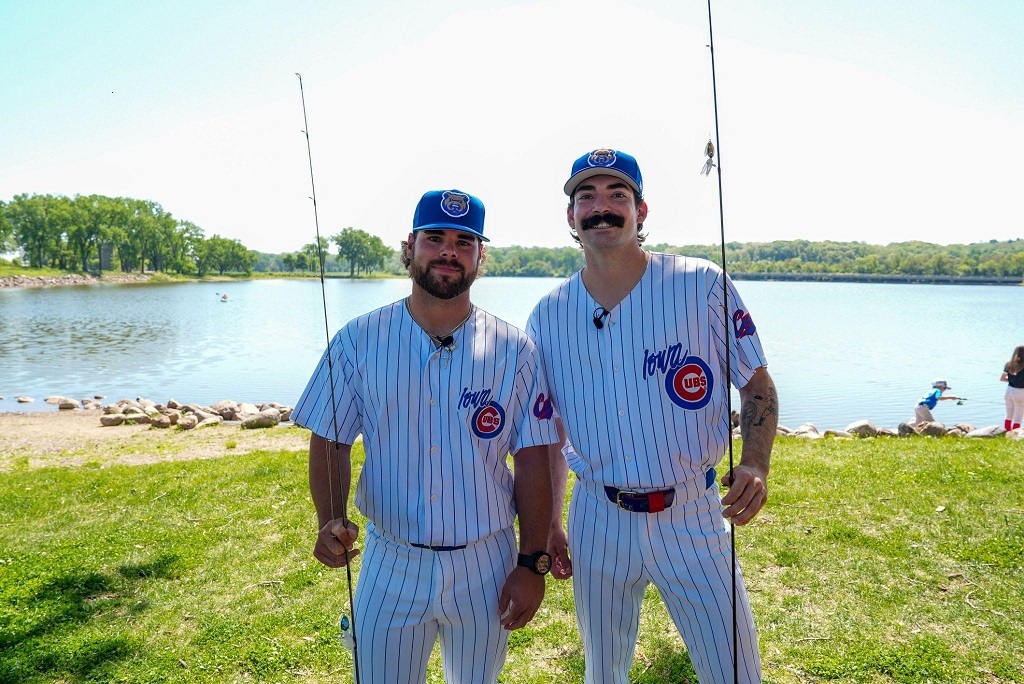 Two Iowa Cubs athletes fishing
