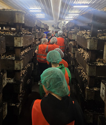 The group made a few stops for tours along their journey including a mushroom farm