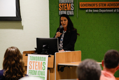 Lieutenant Governor Chris Cournoyer speaks at the Iowa STEM Teacher Externships Program forum