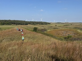 Cox led students on a walk around a kettle hole at Freda Haffner Preserve. 