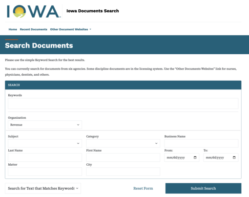 documents.iowa.gov website
