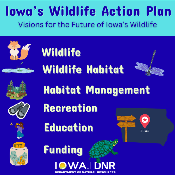 Infographic with Iowa Wildlife Action Plan's visions for the future of Iowa's Wildlife