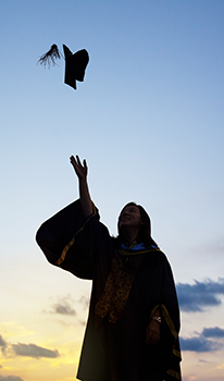 graduate tossing cap