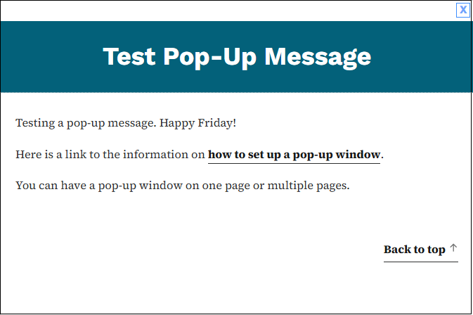 popup window with link