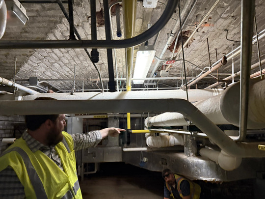 Inspecting pipes under the Iowa Capitol