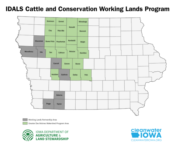 2026 IDALS Working Lands Program Expansion Map 