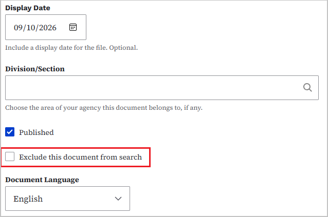 Exclude from search checkbox