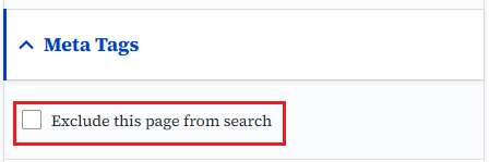 Meta tag exclude
