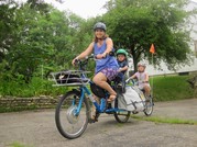 Mom and kids on bike