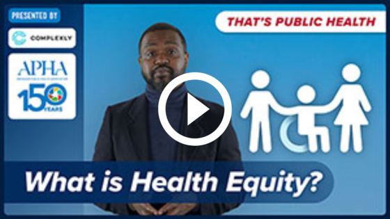 Screen shot of the title tile for the "What is health equity" video in the That's Public health series.