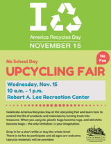 An image promoting the City of Iowa City Upcycling Fair. 