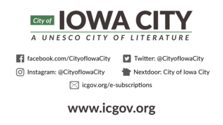 A graphic promoting City of Iowa City outreach options. 