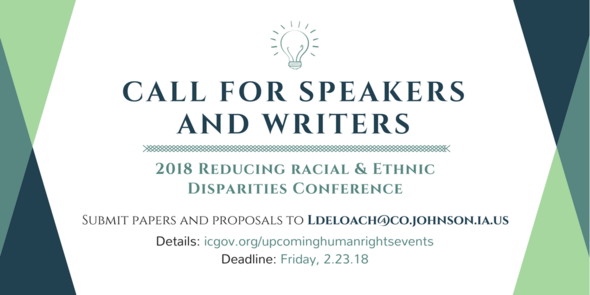 A graphic promoting a call for speakers. 