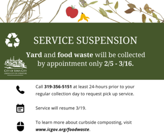A graphic detailing food and yard waste suspension in Iowa City. 