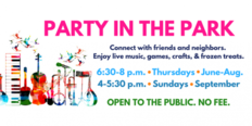Graphic of showing Party in the Park dates
