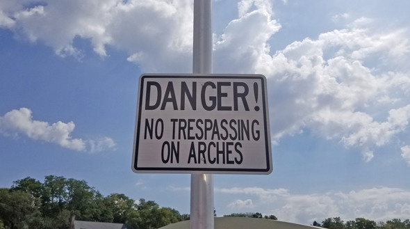 No trespassing on the arches sign