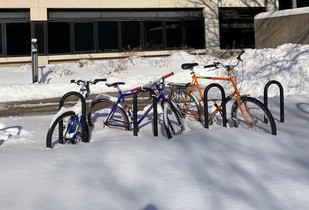 Image of bikes in the snow