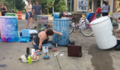 Painting rain barrels