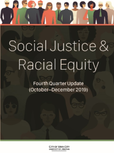 The cover of the City's Social Justice & Racial Equity Report is shown. 