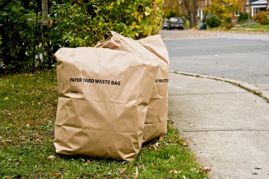 An image of paper waste bags is shown. 
