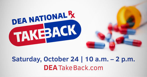 A graphic for a Prescription Drug Take Back Day event on Oct. 24, 2020. 