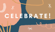 A graphic with the word "celebrate" on it is shown. 