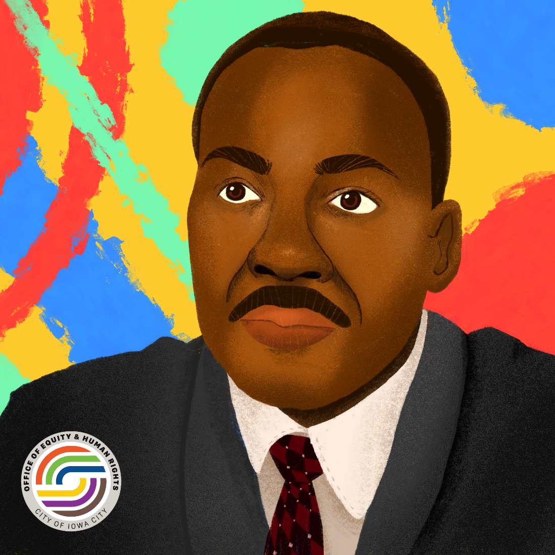 An illustration of Dr. Martin Luther King Jr. is shown. 