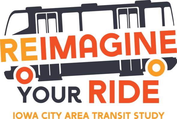 A graphic that says "Transit Study: Re-imagine your ride" on it with an illustration of a bus. 