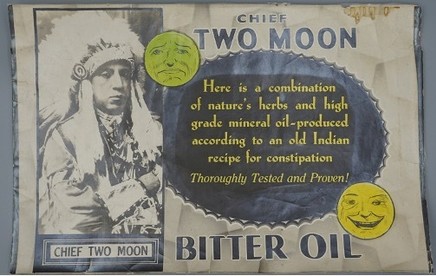 An ad for Chief Two Moon Bitter Oil in 1930 is shown. 