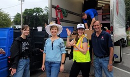 City staff help at a Pop Up Donation Drop event. 