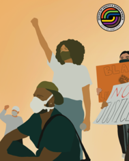 Graphic depicting protesters 